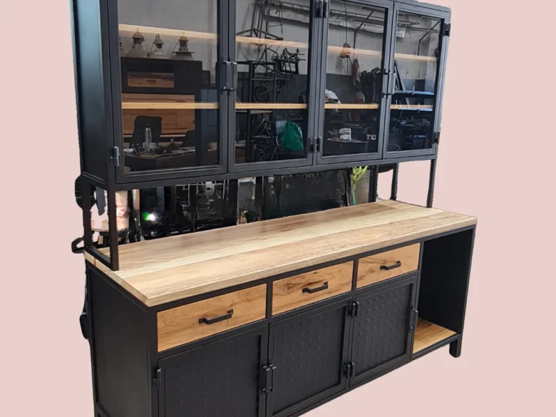 Wood/Metal-Four Draw Unit with Top Dresser